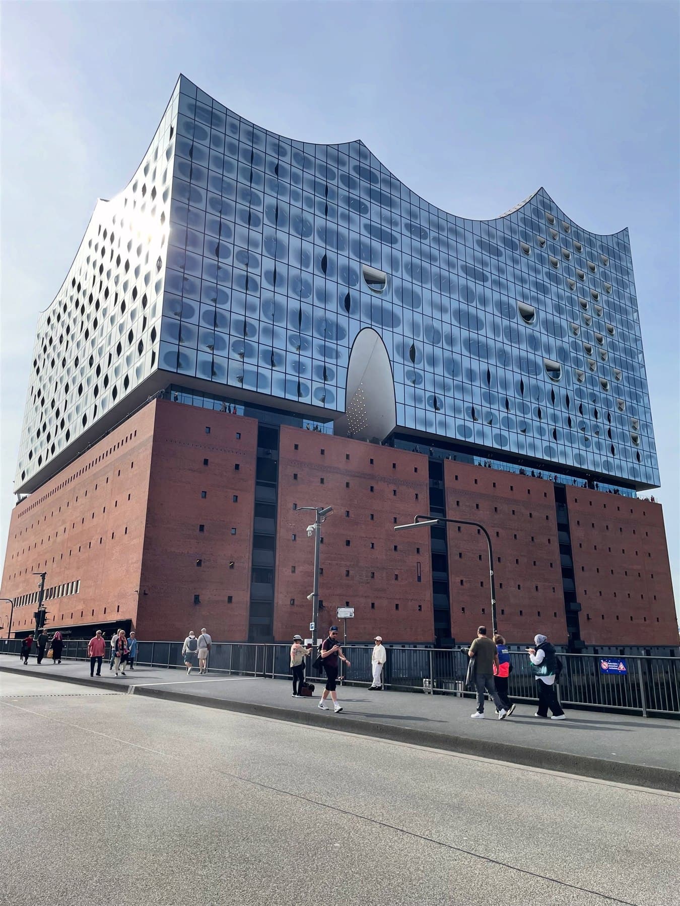 Elbphilharmonie concert hall with its curved glass roof above a brick base