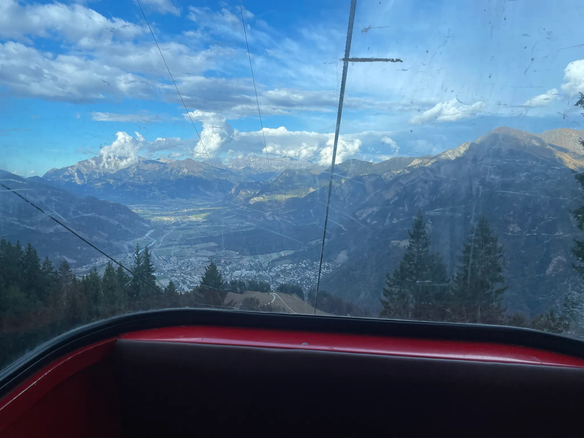View over Chur and the surrounding mountains from the Känzeli to Brambrüesch gondola